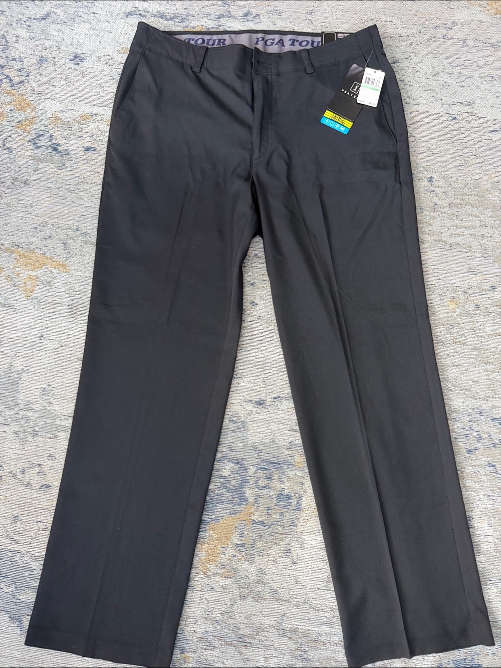 PGA TOUR Men's Black Straight-Leg Performance Dress Pants